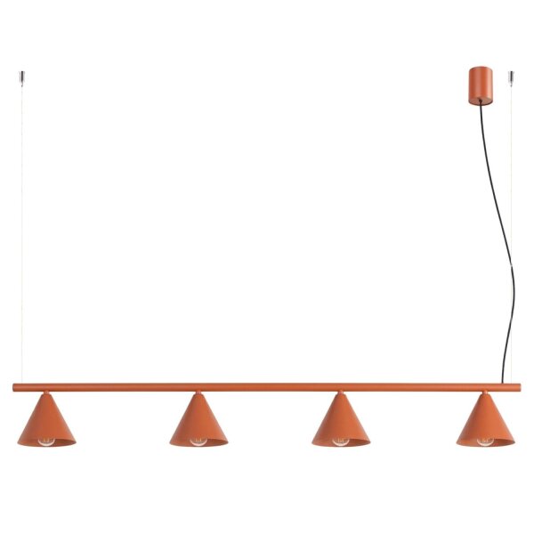 Pendelleuchte 4-flammig Stahl Ocker E14 L:122 cm