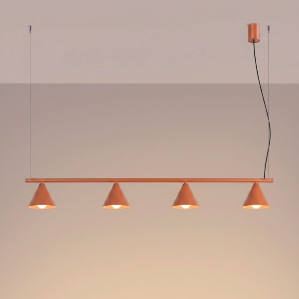 Pendelleuchte 4-flammig Stahl Ocker E14 L:122 cm