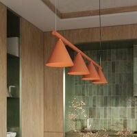 Pendelleuchte 4-flammig Stahl Ocker E14 L:122 cm