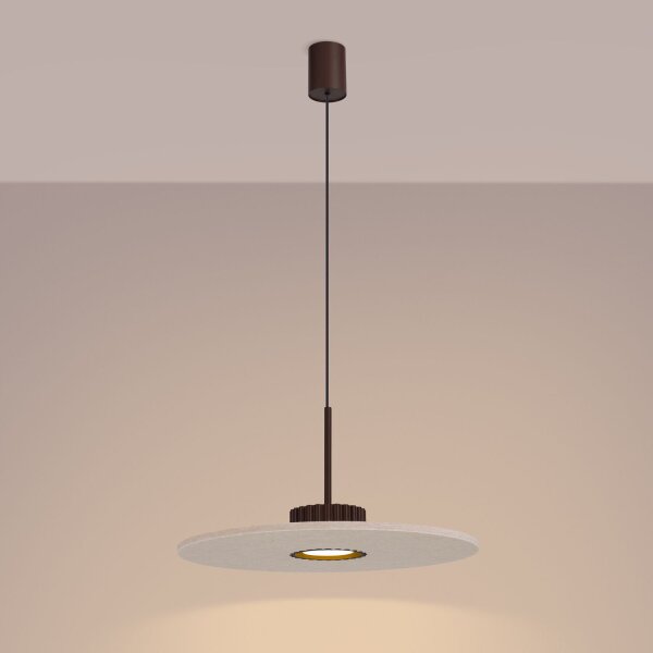Pendelleuchte Filz Beige Braun GX53 Ø40 cm rund