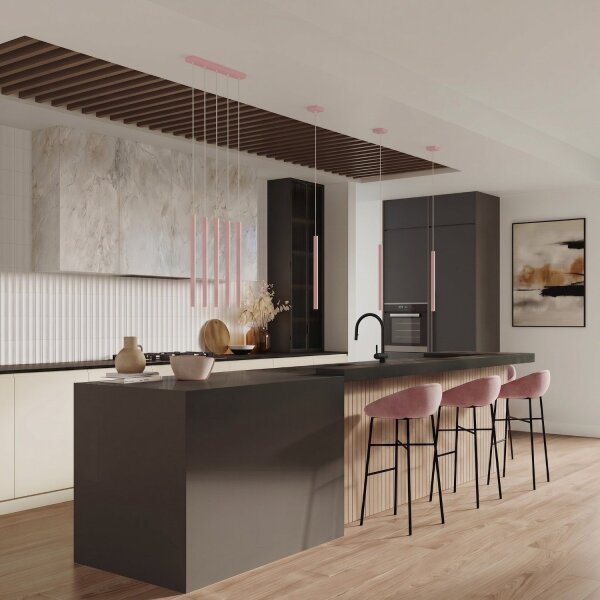 Pendelleuchte Stahl Rosa G9 Ø3,5 cm modern rund