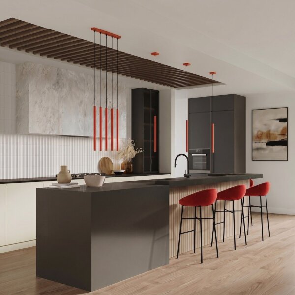 Pendelleuchte Stahl Rot G9 Ø19,5 cm modern rund