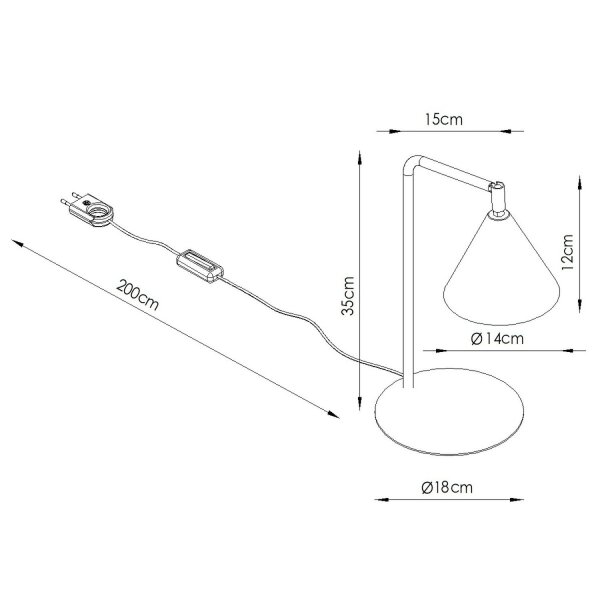 Tischleuchte verstellbar Stahl Ocker E14 H:35 cm