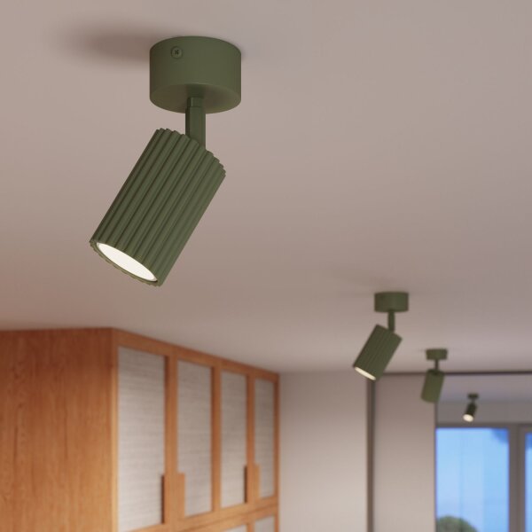 Deckenspot verstellbar Aluminium Olivgrün GU10 Ø6,5 cm