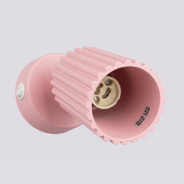 Wandstrahler mit Schalter schwenkbar Rosa GU10 H:16 cm