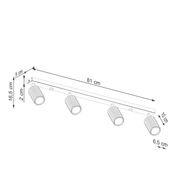 Deckenstrahler Aluminium schwenkbar GU10 L:81 cm