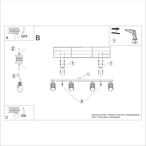 Deckenstrahler Aluminium schwenkbar GU10 L:81 cm