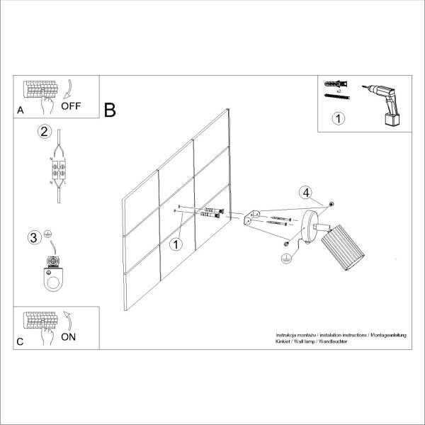 Wandspot schwenkbar Gelb GU10 H:16 cm Schalter