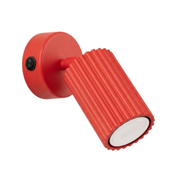 Wandspot schwenkbar Aluminium Rot GU10 H:16 cm Schalter