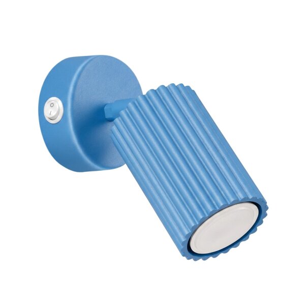 Wandlampe mit Schalter schwenkbar Hellblau GU10 H:16 cm