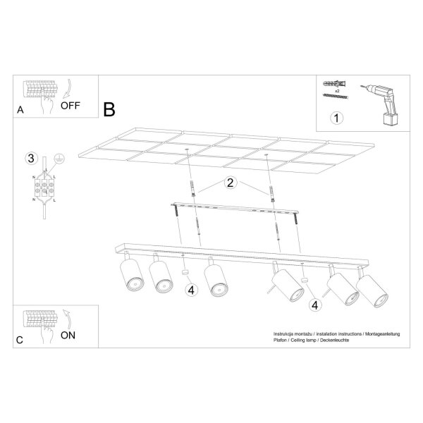 Deckenspot flexibel 6-flammig Burgund GU10 L:118 cm