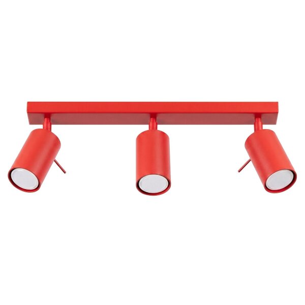 Deckenspot flexibel 3-flammig Stahl Rot GU10 L:45 cm