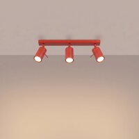 Deckenspot flexibel 3-flammig Stahl Rot GU10 L:45 cm