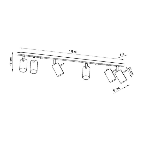 Deckenspot 6-flammig schwenkbar Stahl GU10 L:118 cm