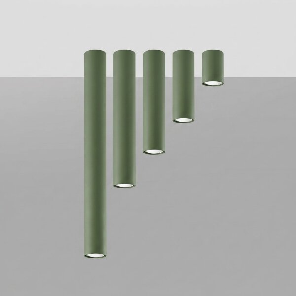 Aufbauspot Stahl Olivgrün GU10 Ø6 cm modern rund