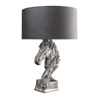 Tischleuchte Metall Stoff Pferdebüste 54 cm hoch E27