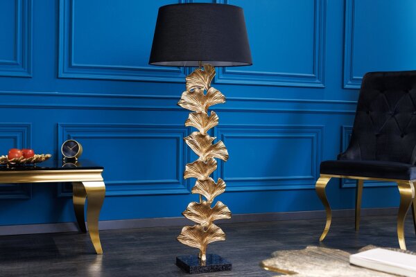Stehlampe klein 123 cm Handarbeit in Gold Schwarz Ginko