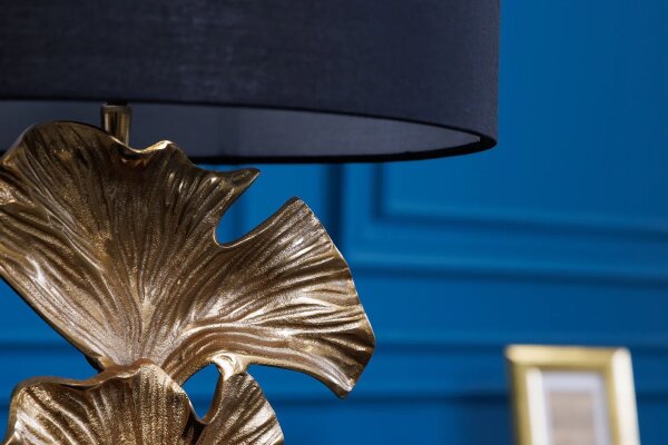 Tischlampe Marmor Metall Stoff 90 cm E27 Ginko Blätter