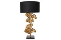 Tischlampe Marmor Metall Stoff 90 cm E27 Ginko Blätter