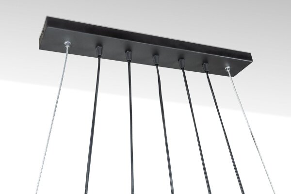 Pendelleuchte Balken Treibholz Stoff 115 cm lang 5x E27