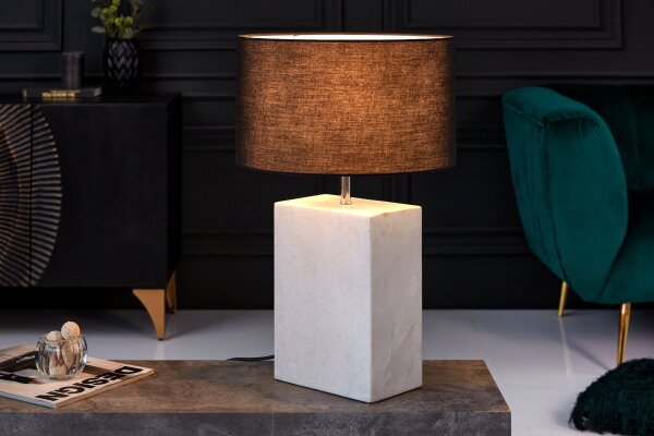 Beistelllampe Marmor Stoff 60 cm Weiß Schwarz E27 Unikat