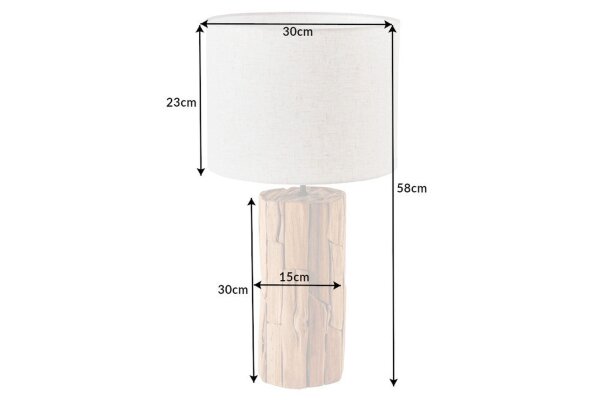 Tischleuchte Treibholz Leinen 63 cm Grau Natur E27 Unikat