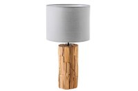 Tischleuchte Treibholz Leinen 63 cm Grau Natur E27 Unikat
