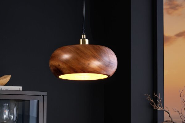 Hängeleuchte Holz Eisen Ø 25 cm H: max. 135 cm rund E14