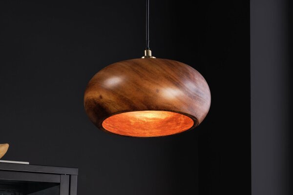 Hängeleuchte Holz Eisen Ø 25 cm H: max. 135 cm rund E14