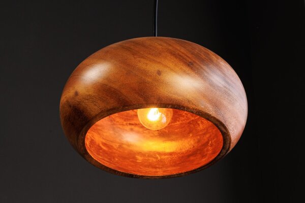 Hängeleuchte Holz Eisen Ø 25 cm H: max. 135 cm rund E14