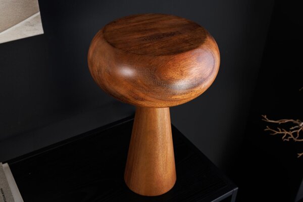 Tischleuchte Holz Eisen 36 cm klein E14 Natur Retro Pilz