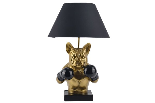 Tischleuchte Deko Boxer 56 cm E27 in Gold Schwarz Handarbeit