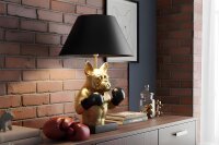 Tischleuchte Deko Boxer 56 cm E27 in Gold Schwarz Handarbeit