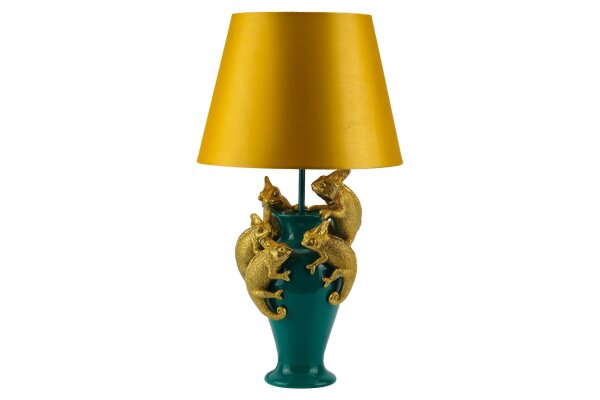 Tischleuchte Bunt 54 cm hoch Chamäleon Polyresin Stoff E27