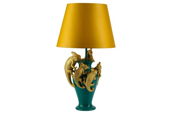 Tischleuchte Bunt 54 cm hoch Chamäleon Polyresin Stoff E27