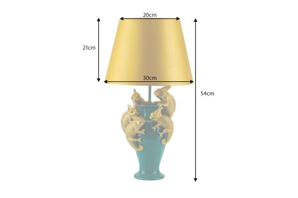 Tischleuchte Bunt 54 cm hoch Chamäleon Polyresin Stoff E27