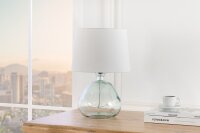 Tischleuchte Glas Stoff 42 cm Weiß E27 Retro Design