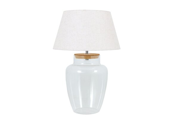 Tischlampe Glas Kork Stoff 75 cm hoch befüllbar E27