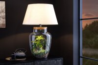 Tischlampe Glas Kork Stoff 75 cm hoch befüllbar E27