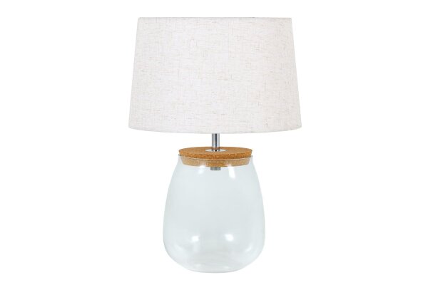 Tischleuchte Glas Kork Stoff 58 cm hoch befüllbar E27