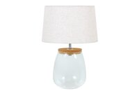 Tischleuchte Glas Kork Stoff 58 cm hoch bef&uuml;llbar E27