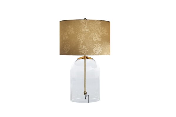 Tischlampe Glasfuß Stoffschirm 47 cm in Gold E27 MADRO