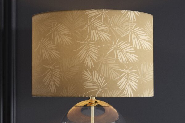 Tischlampe Glasfuß Stoffschirm 47 cm in Gold E27 MADRO