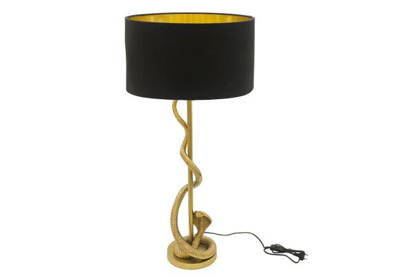 Tischlampe Metall Stoff 108 cm hoch Gold Schwarz E14 Schlange