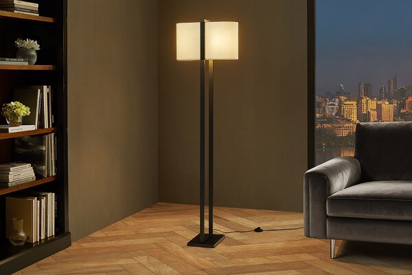 Stehleuchte Schwarz Weiß 160 cm Eisen Stoff 2x E27 Modern
