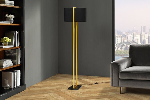 Stehlampe 160 cm Schwarz Eisen Stoff 2x E27 Modern