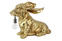 Deko Tischleuchte in Gold 50 cm hoch Dackel Statue E27