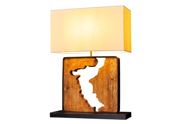 Tischleuchte Holz Stoff Unikat 58 cm E27 Modern IVALO