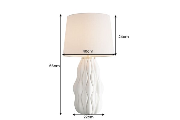 Tischleuchte Keramik Stoff 66 cm in Weiß Gold E27