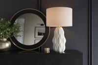Tischleuchte Keramik Stoff 66 cm in Weiß Gold E27